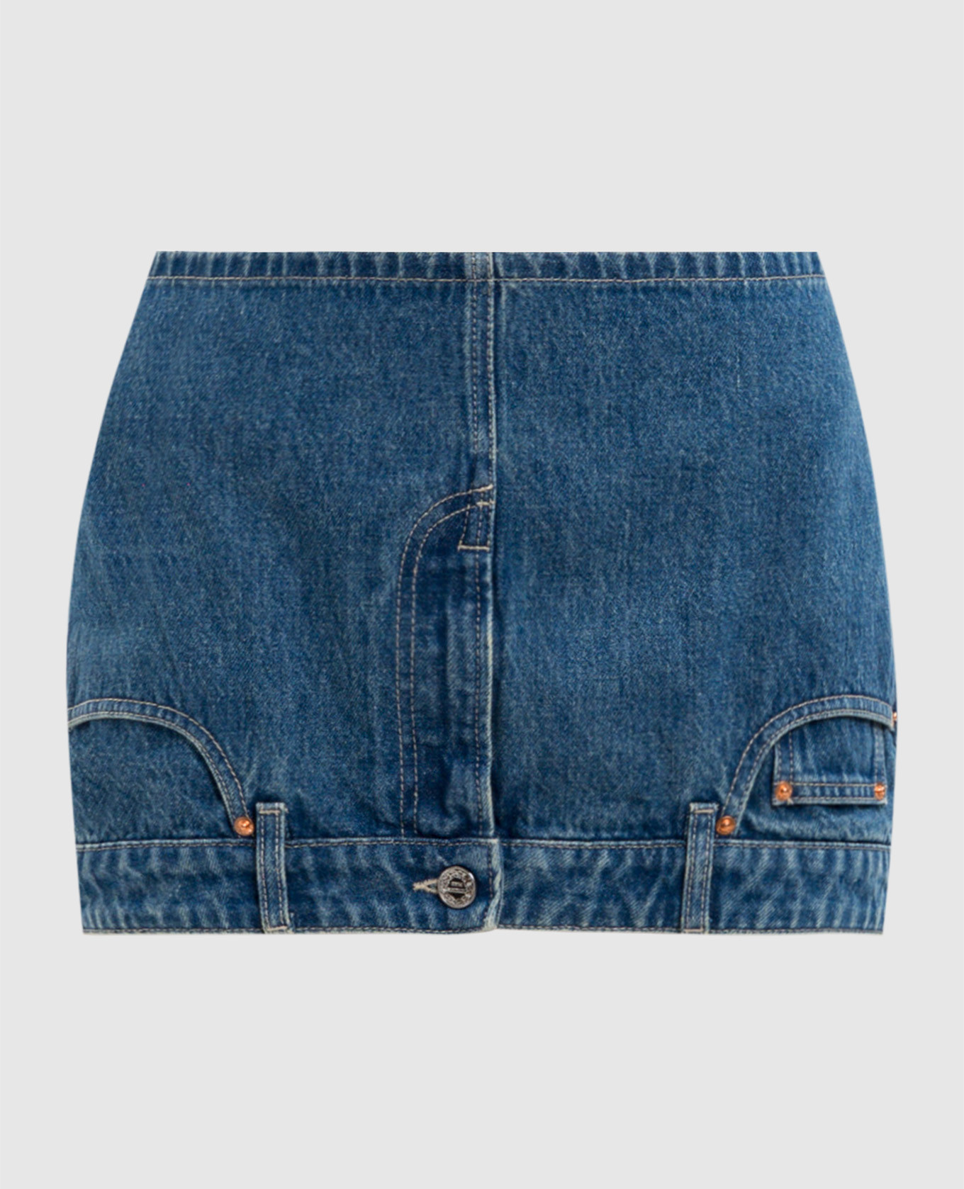 

Blue denim mini skirt with logo patch Vetements