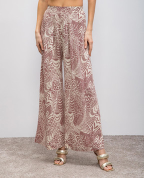 Momoni Pink BOTO silk pants with floral print 255MMOPA012255MO25