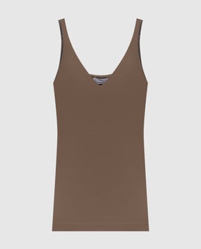 Brunello Cucinelli Brown top with monil chain M0T18BA702