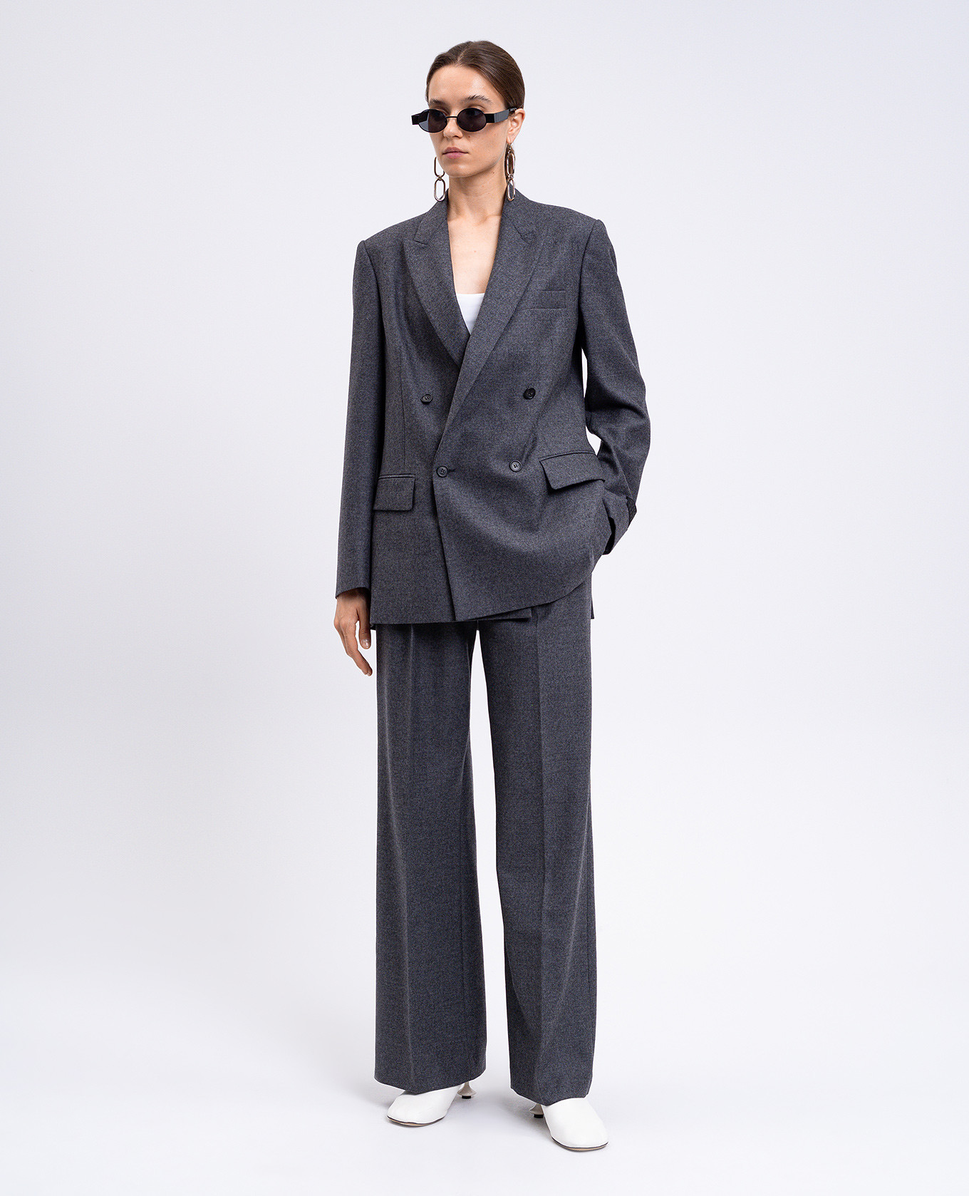 

Grey double-breasted wool jacket with logo patch Maison Margiela MM6