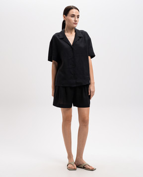 Asceno Prague black linen shirt T022F06C01