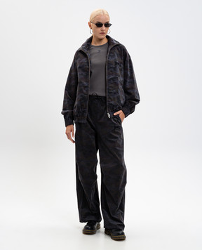 Juun.j Grey velour sports jacket with camouflage print JW5839W02C