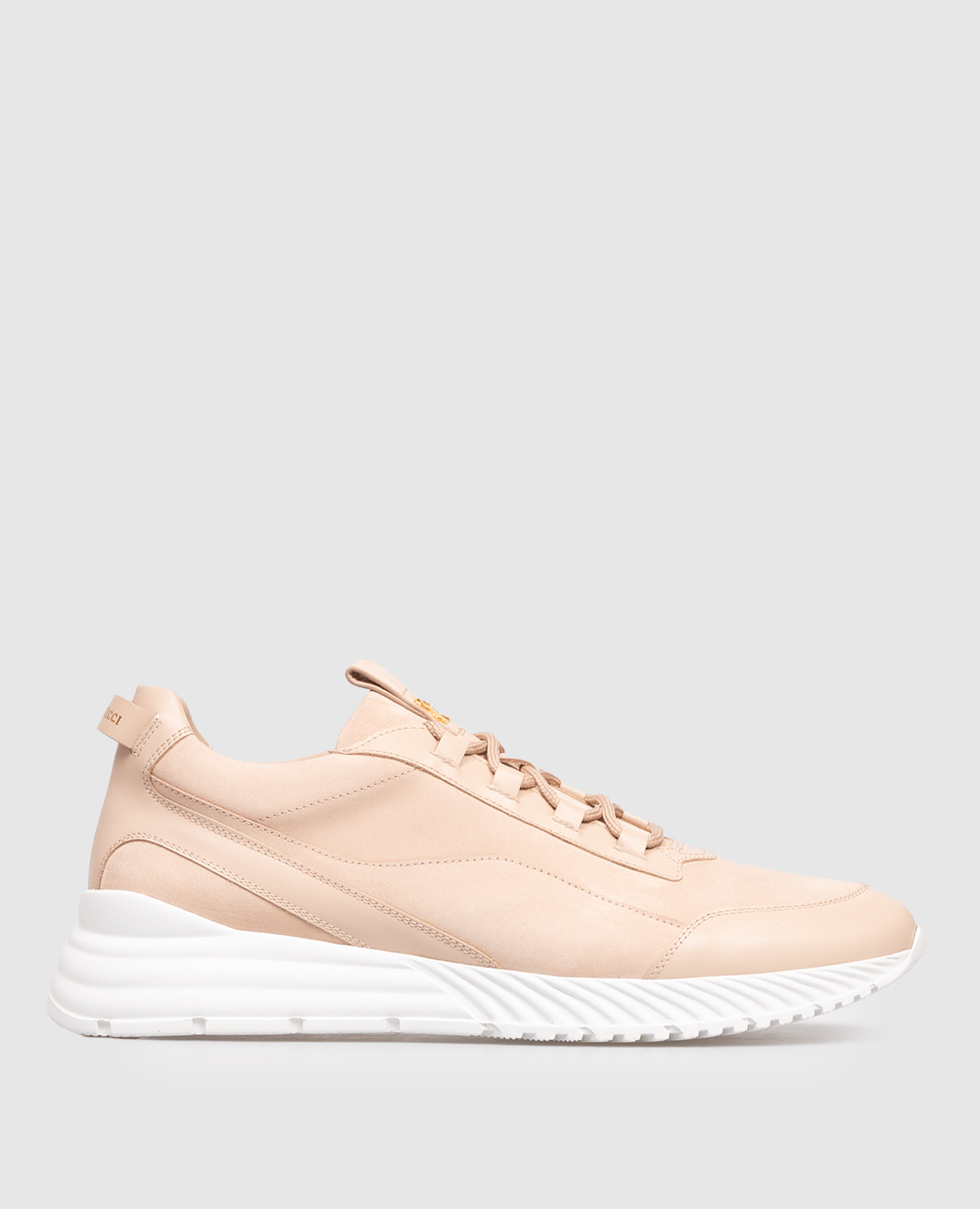 Beige nubuck sneakers with monogram Stefano Ricci