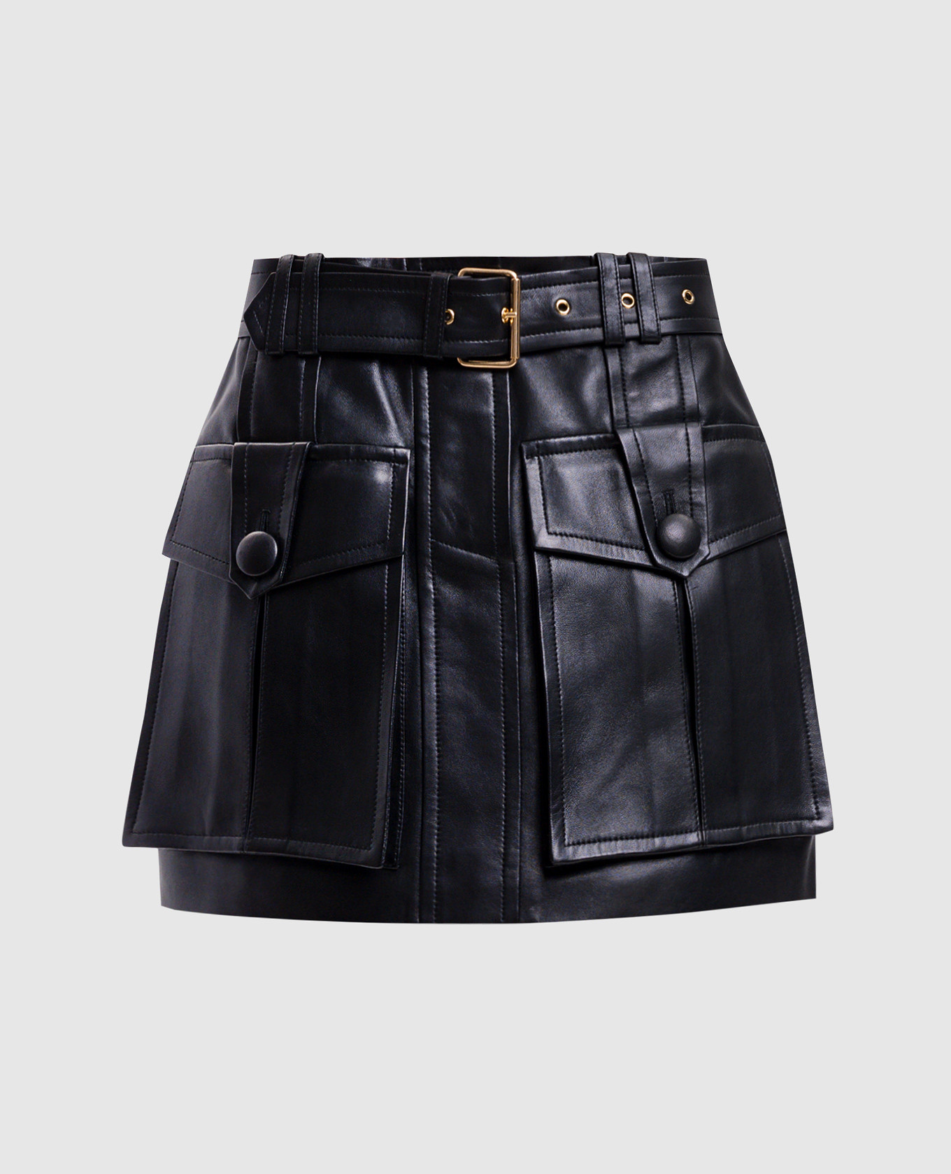 

Black leather skirt with belt Balmain