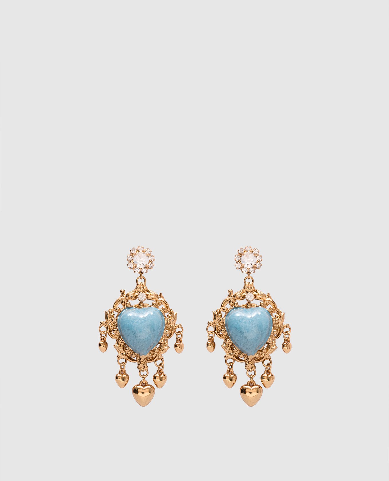 

Gold-tone heart-shaped earrings with crystals CelesteG, Golden