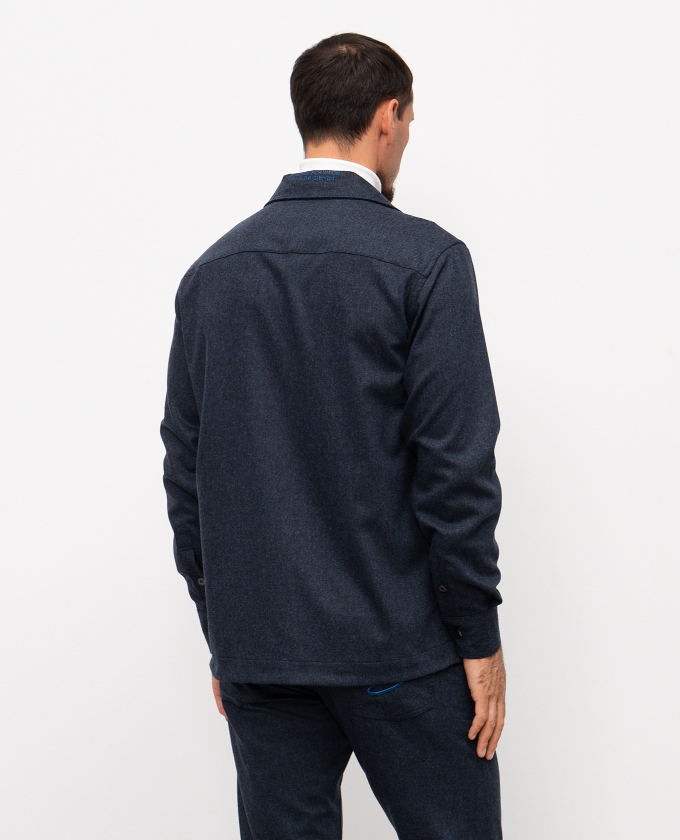 

Quinto blue wool and cashmere shirt Scissor Scriptor