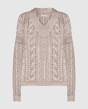 Brunello Cucinelli Beige openwork pullover M3Y351812