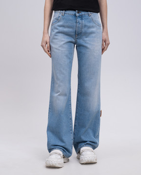 Off-White Blue flared jeans with logo patch OWYA062S25DEN001