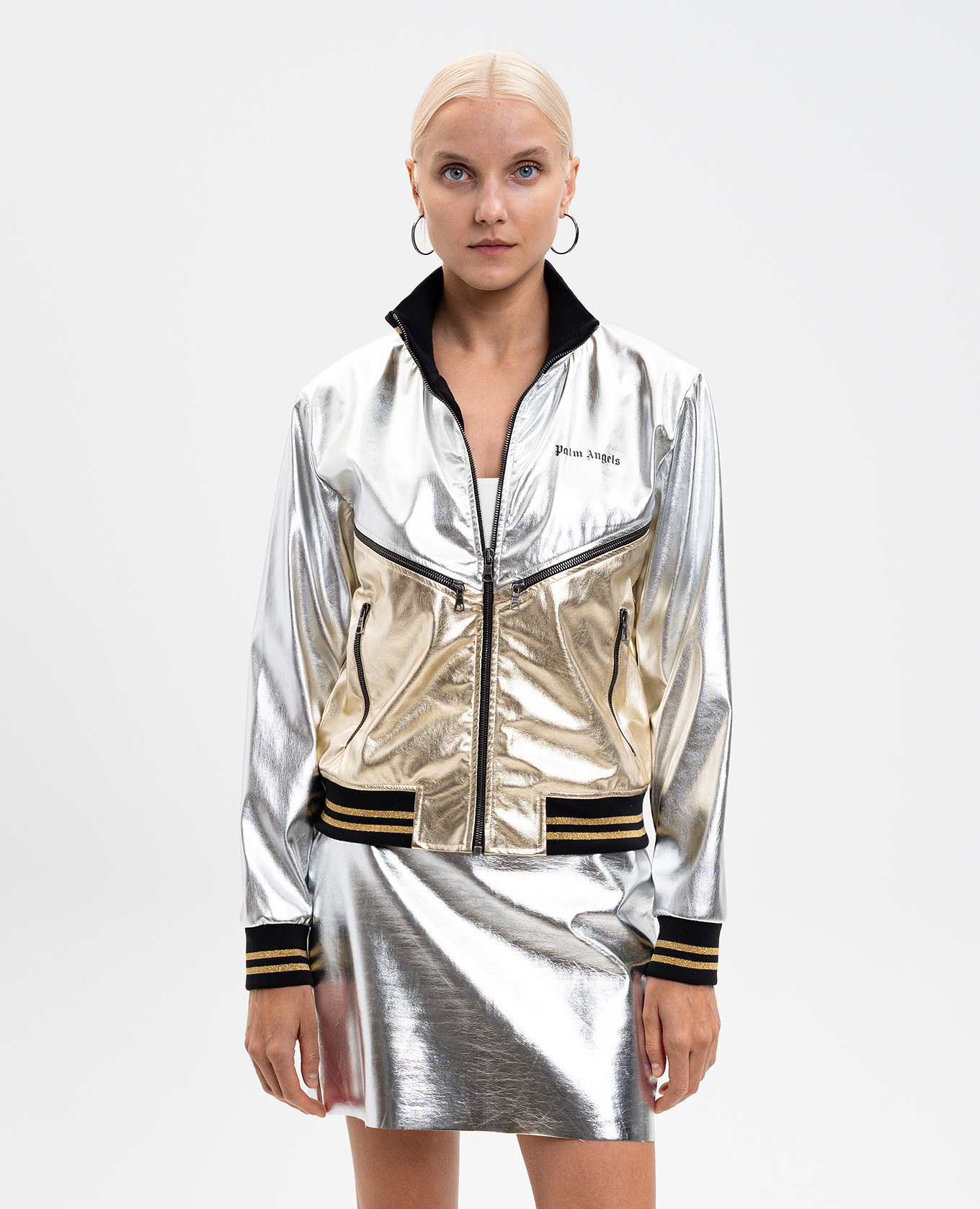 

Metallic logo jacket Palm Angels, White