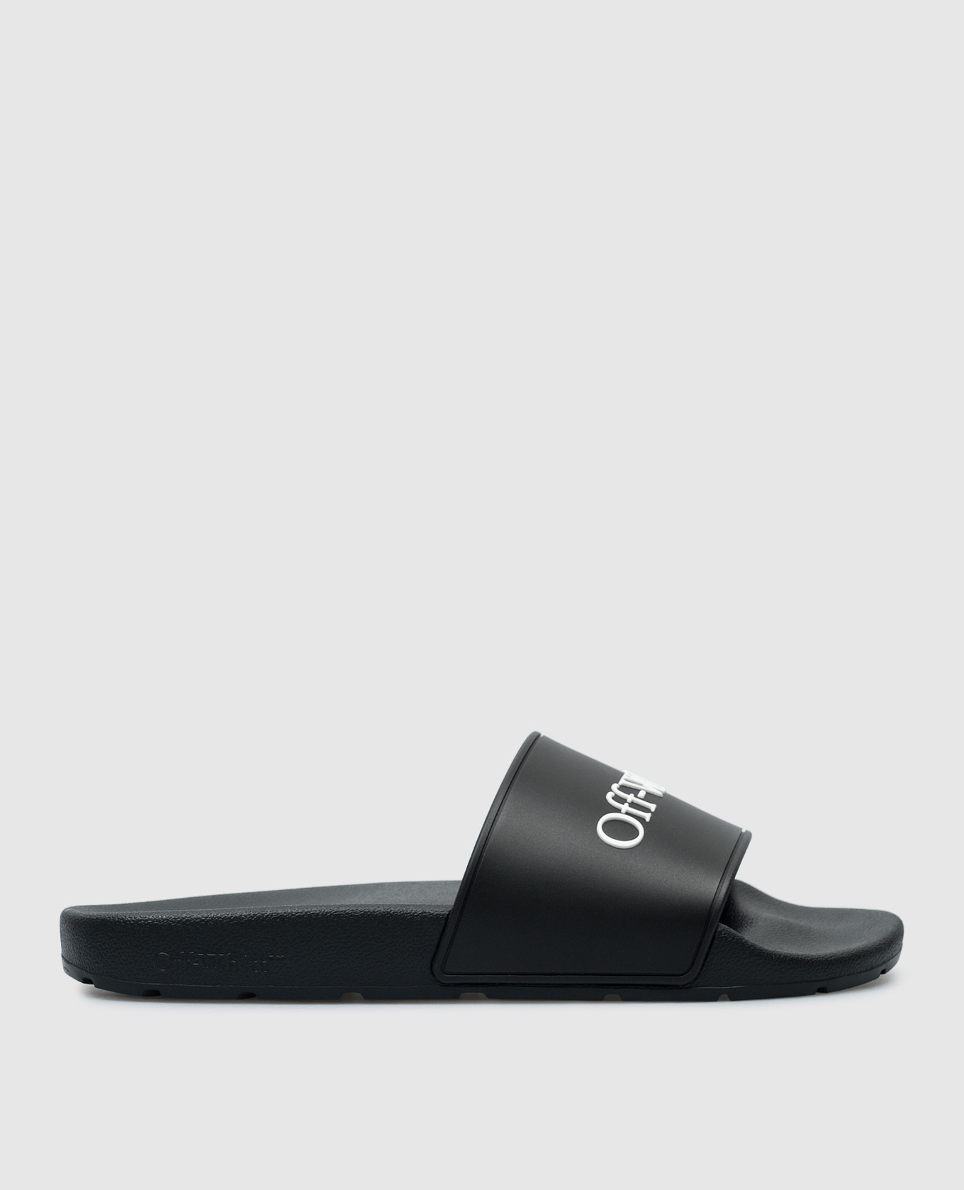 Black sliders with contrasting logo off-white