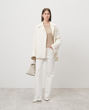 Ermanno Scervino White quilted jacket in a floral pattern D450B310AKR