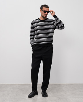 Dolce&Gabbana Black silk jumper with contrasting pattern GXX02TJBSN4