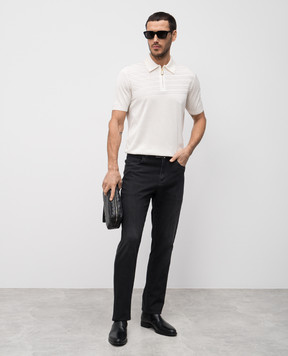 Stefano Ricci Black jeans with metal logo emblem M8T51B2050T38BK