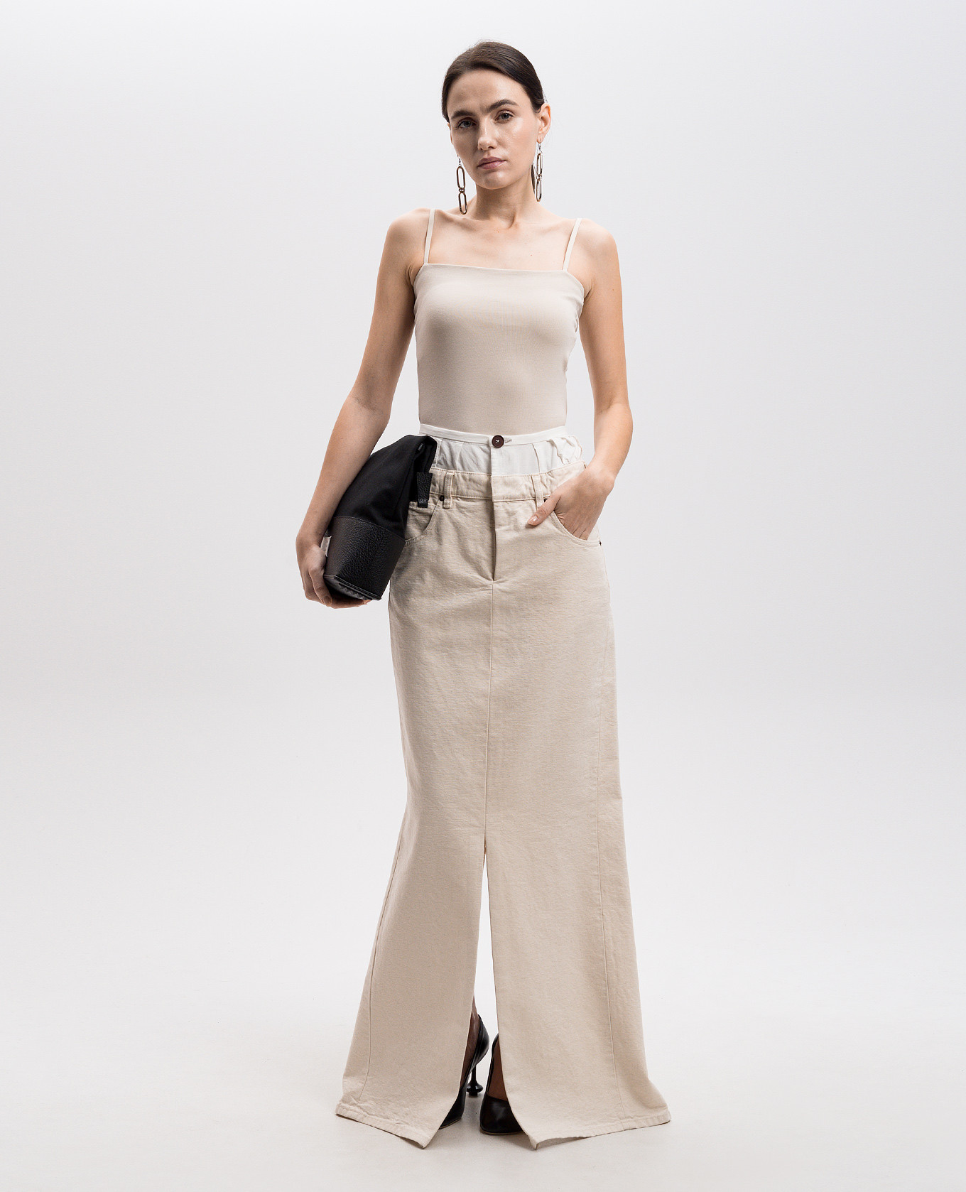 

Beige maxi skirt with slits Maison Margiela
