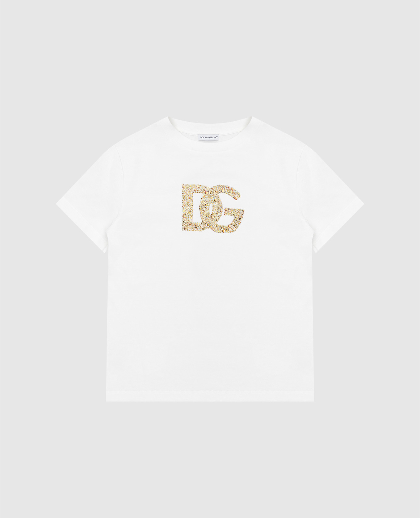 Children's white t-shirt with crystals dolce&gabbana