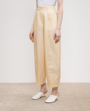 CO Yellow pants made of linen and silk 5052STLS