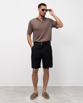 Agnona Black linen shorts T809U1YU3014