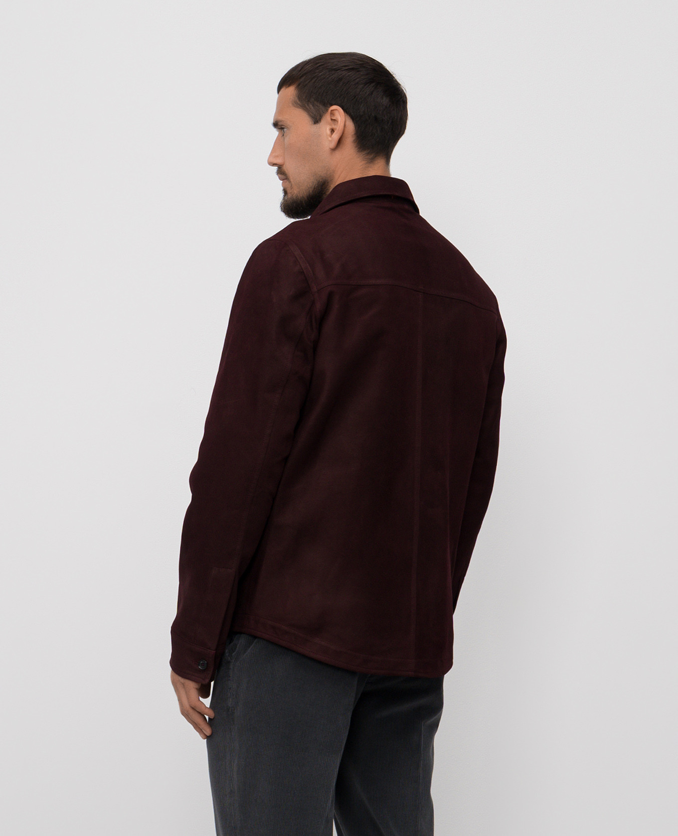 Burgundy nubuck shirt jacket ISAIA 4