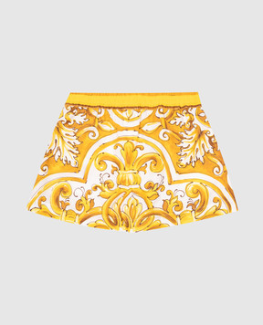 Dolce&Gabbana Children's yellow shorts with Majolica print L53Q29FI5JV