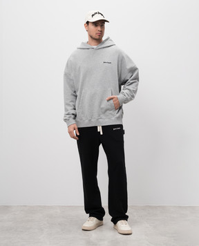 Palm Angels Gray hoodie with logo embroidery PMBB153C99FLE002