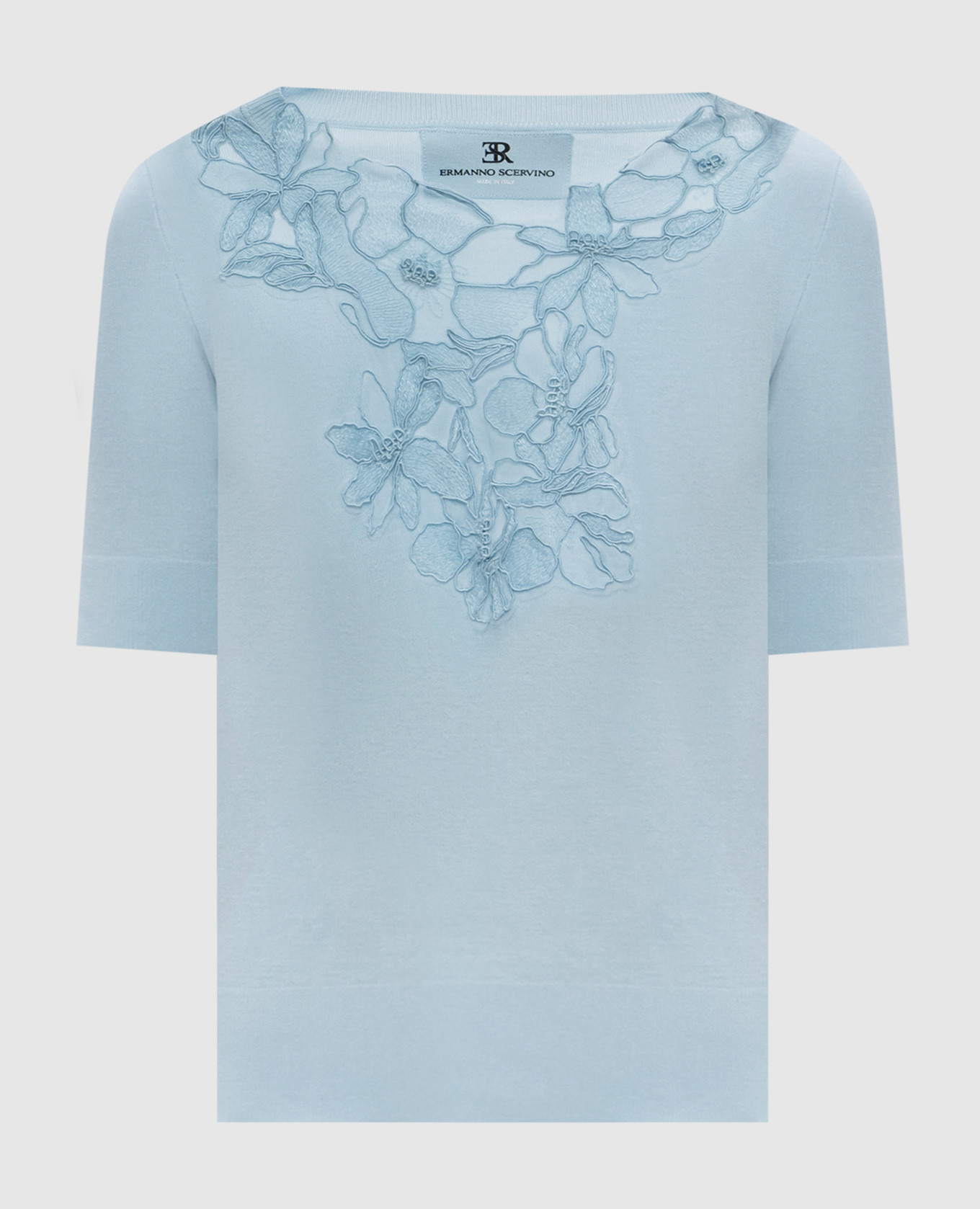 

Blue top with embroidery Ermanno Scervino, Light blue