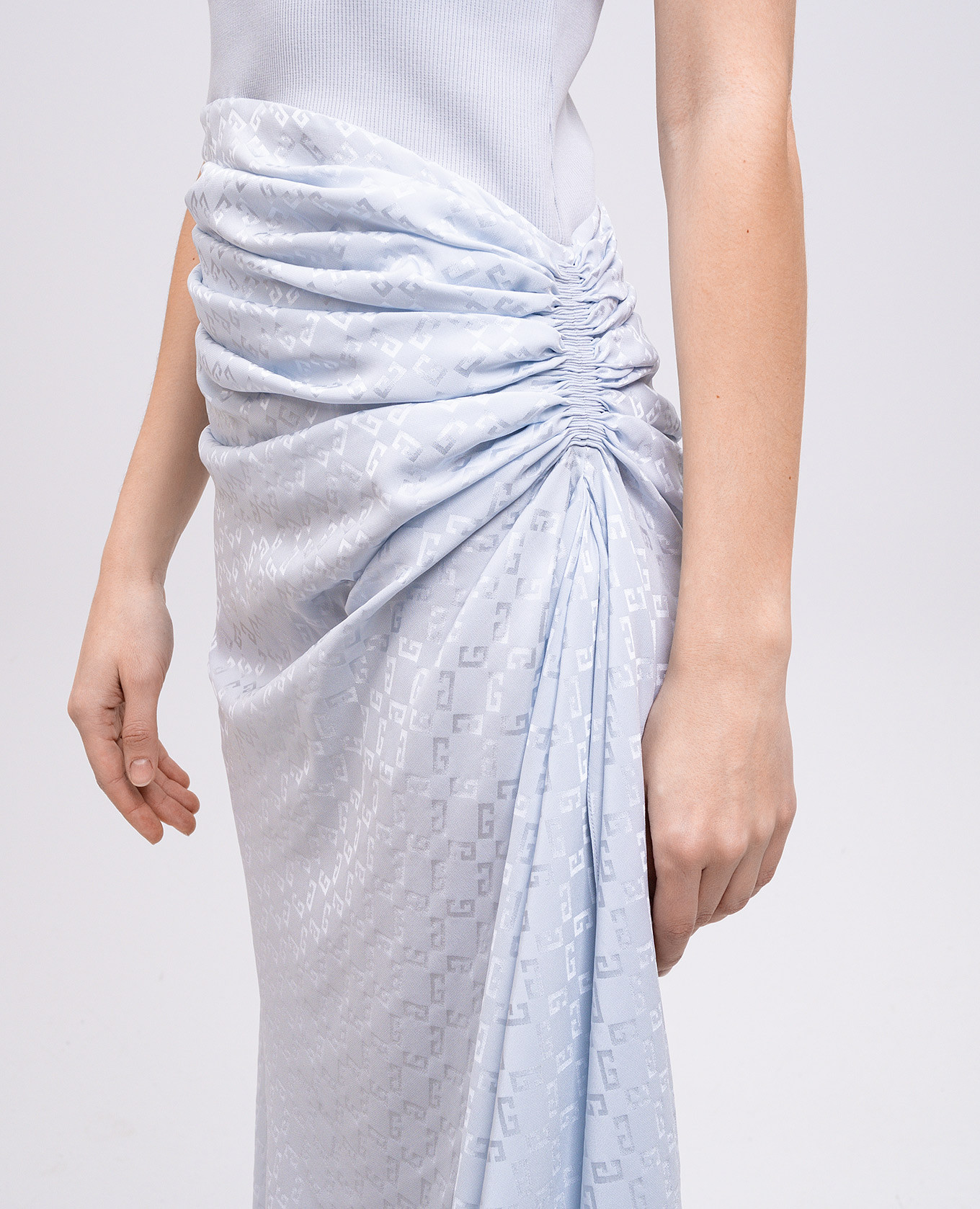 Blue midi dress with patterned silk Givenchy 4