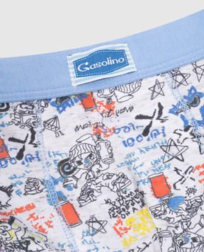 RiminiVeste Gasolino children's blue boxer briefs with graffiti print U3518