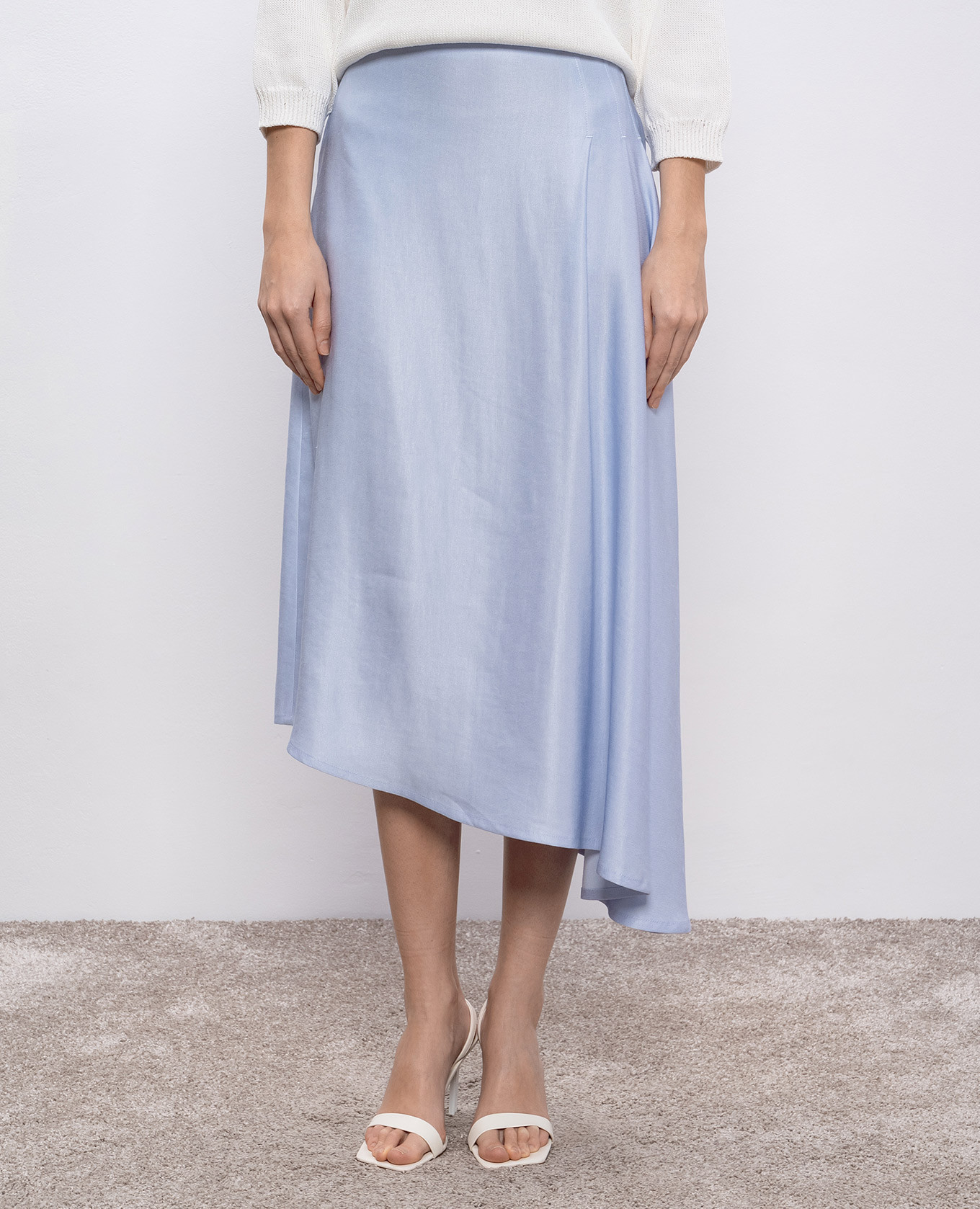 

Blue asymmetric skirt with linen Peserico, Light blue