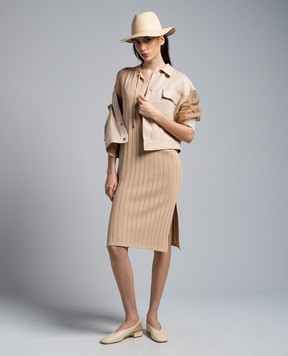 Peserico Beige midi dress with monil chain S92240F1409173