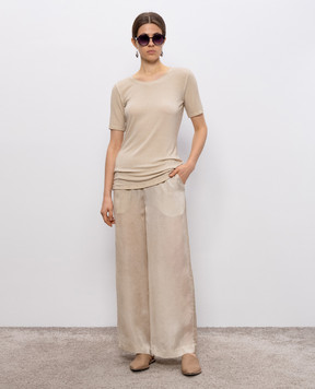 UMA WANG Beige ribbed Tir T-shirt UW1032