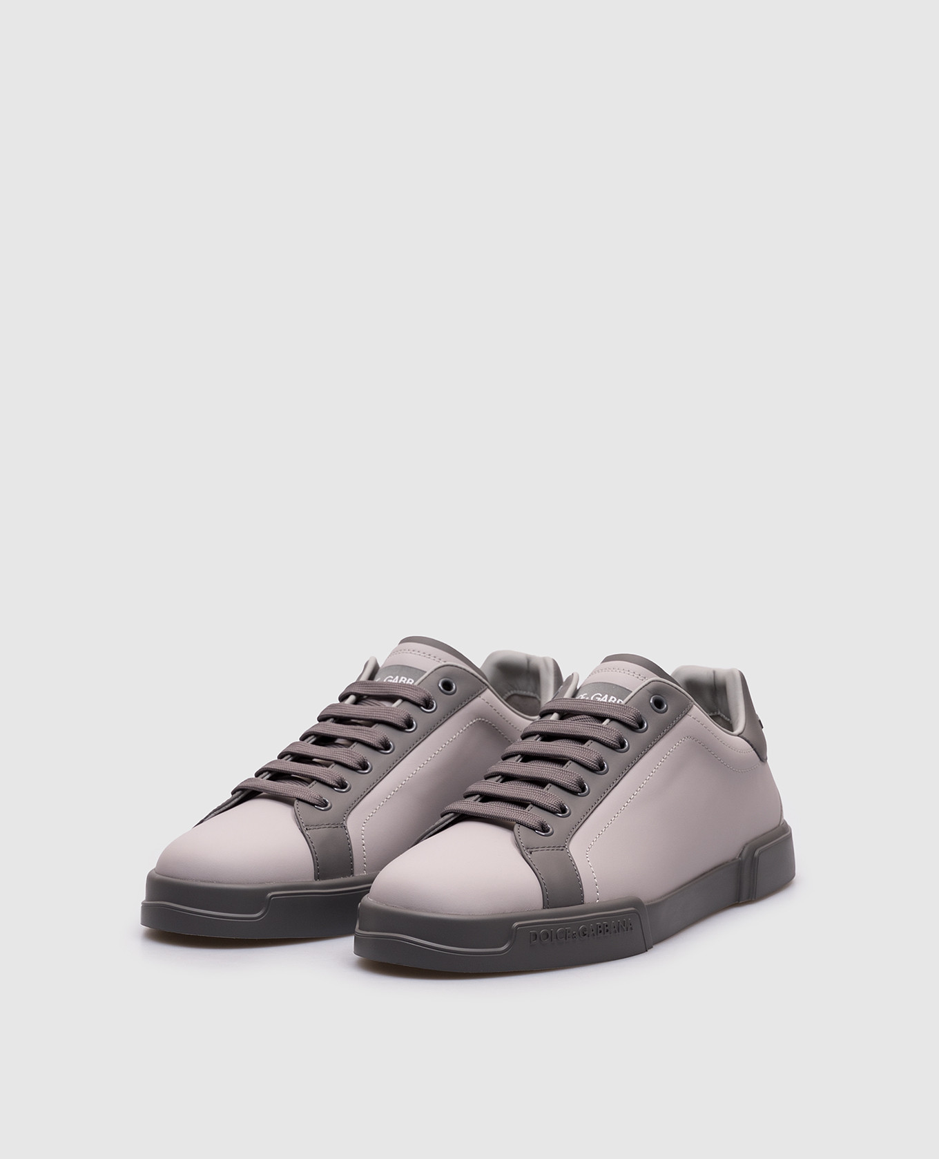 

Grey leather sneakers with textured logo Dolce&Gabbana