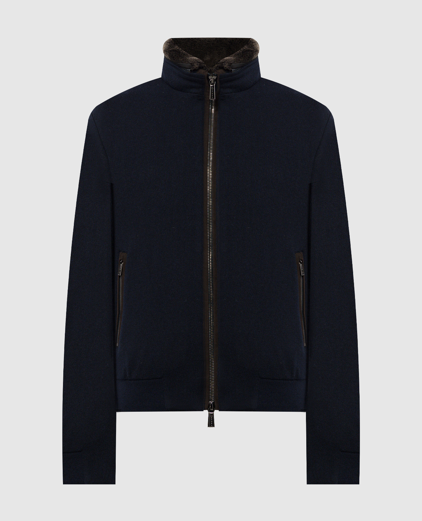 Bellati blue down jacket in wool and cashmere moorer
