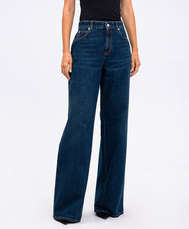 デニム・ジーパン ALEXANDER MCQUEEN Denim jeans Blue 794136QMACS Alexander McQueen - Blue jeans with leather logo patch