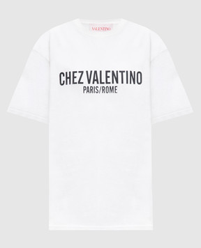 Valentino White T-shirt with CHEZ VALENTINO print 6B3MG24Q95W