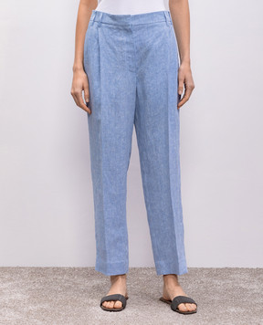 Brunello Cucinelli Blue linen pants with lurex MH547P8308