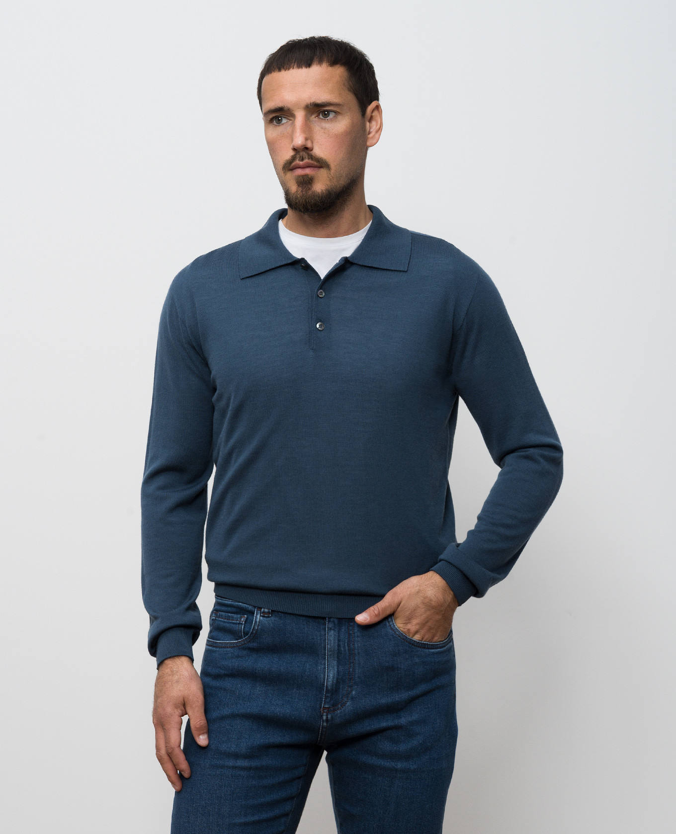 

Blue wool polo shirt Canali
