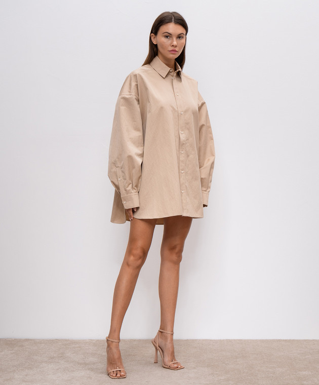 WARDROBE.NYC - Beige shirt dress of a free cut W1077R16