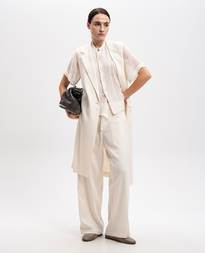 Y`S Yamamoto White elongated vest with linen YTJ03229