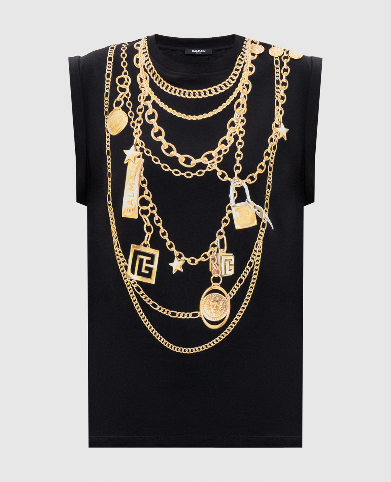 

Black top with branded print Balmain