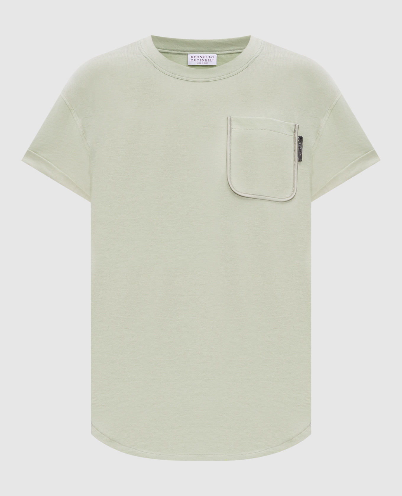 Green T-shirt with monil chain Brunello Cucinelli