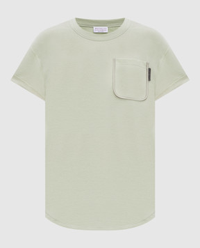 Brunello Cucinelli Green T-shirt with monil chain M0T81EH900