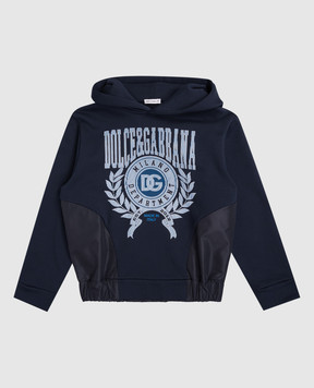 Dolce&Gabbana Children's blue hoodie with logo print L4JWMCG7PDQ812+