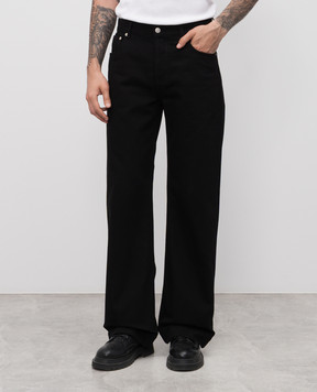 Alexander McQueen Black jeans with logo patch 839142QYAAC