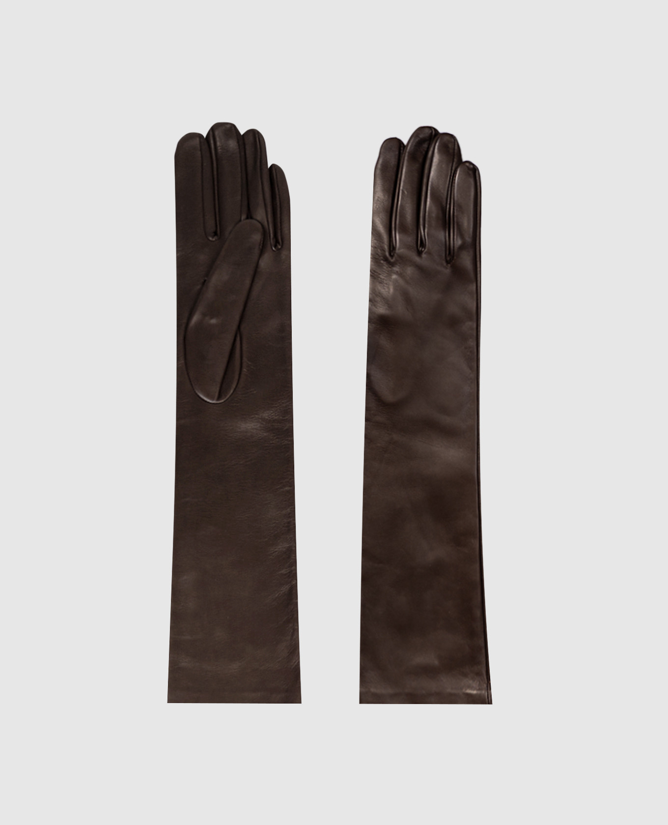 Brown leather long gloves Babe Pay Pls