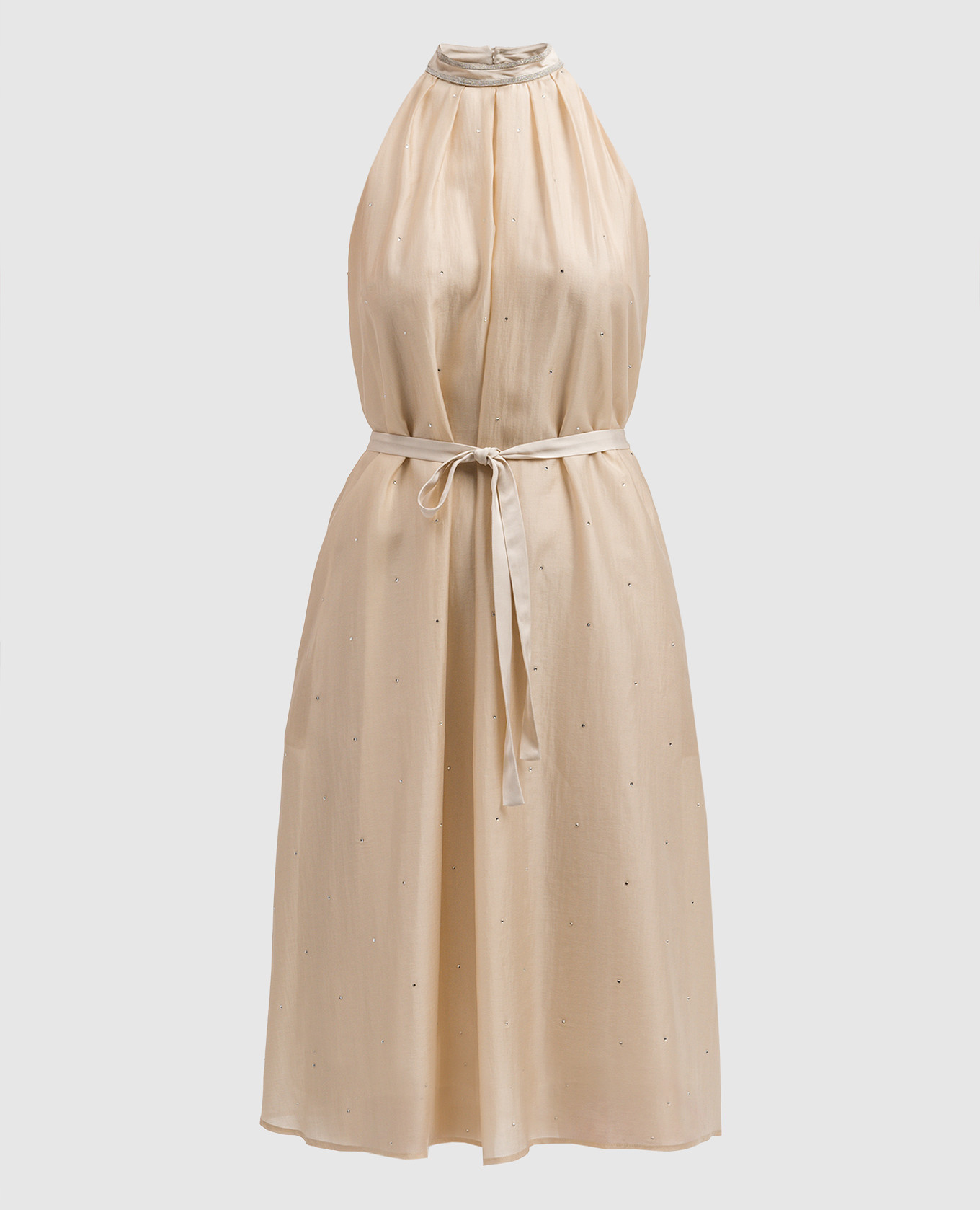 

Beige midi dress with monil chain with crystals Peserico