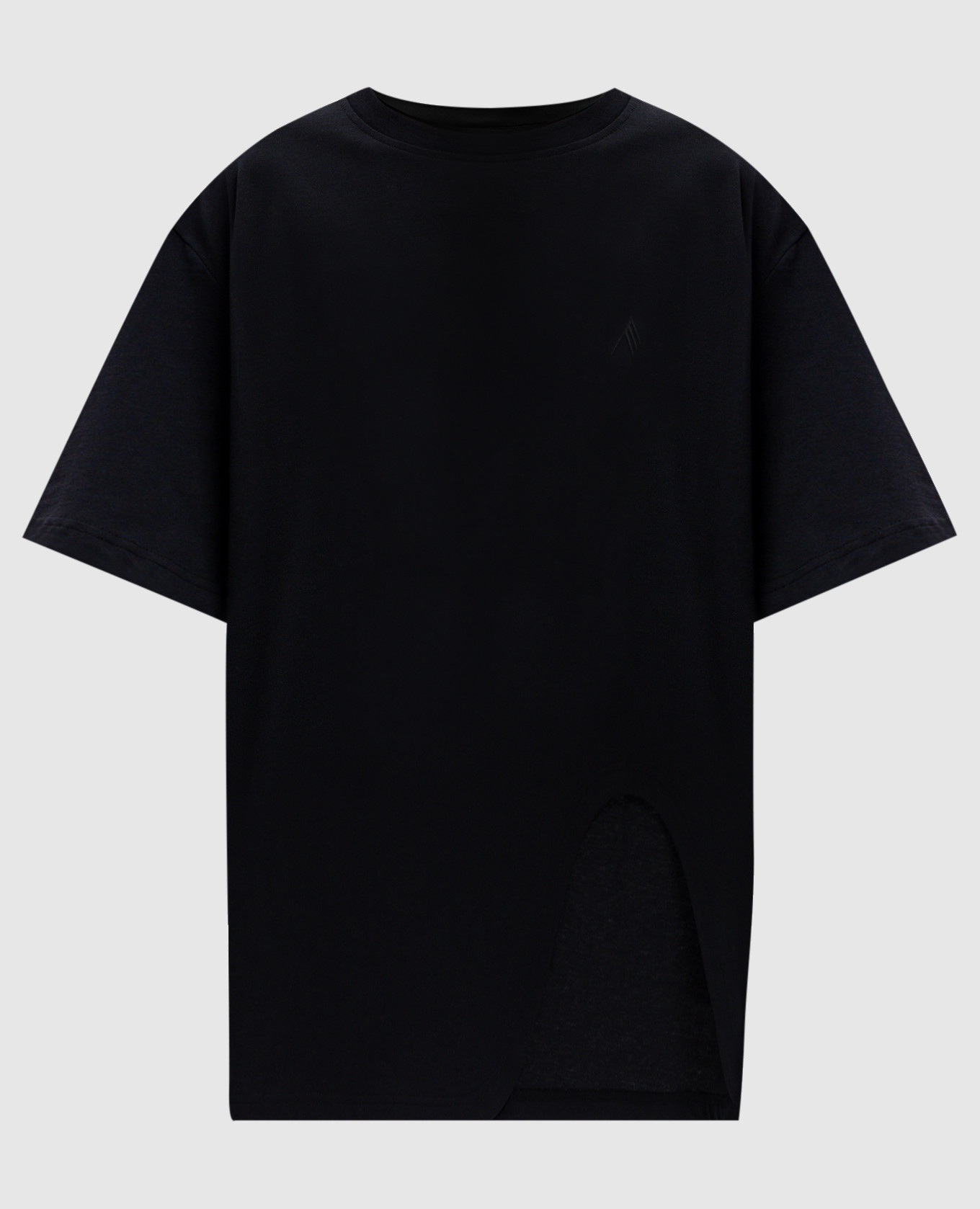 The Attico Black t-shirt with a curved neckline