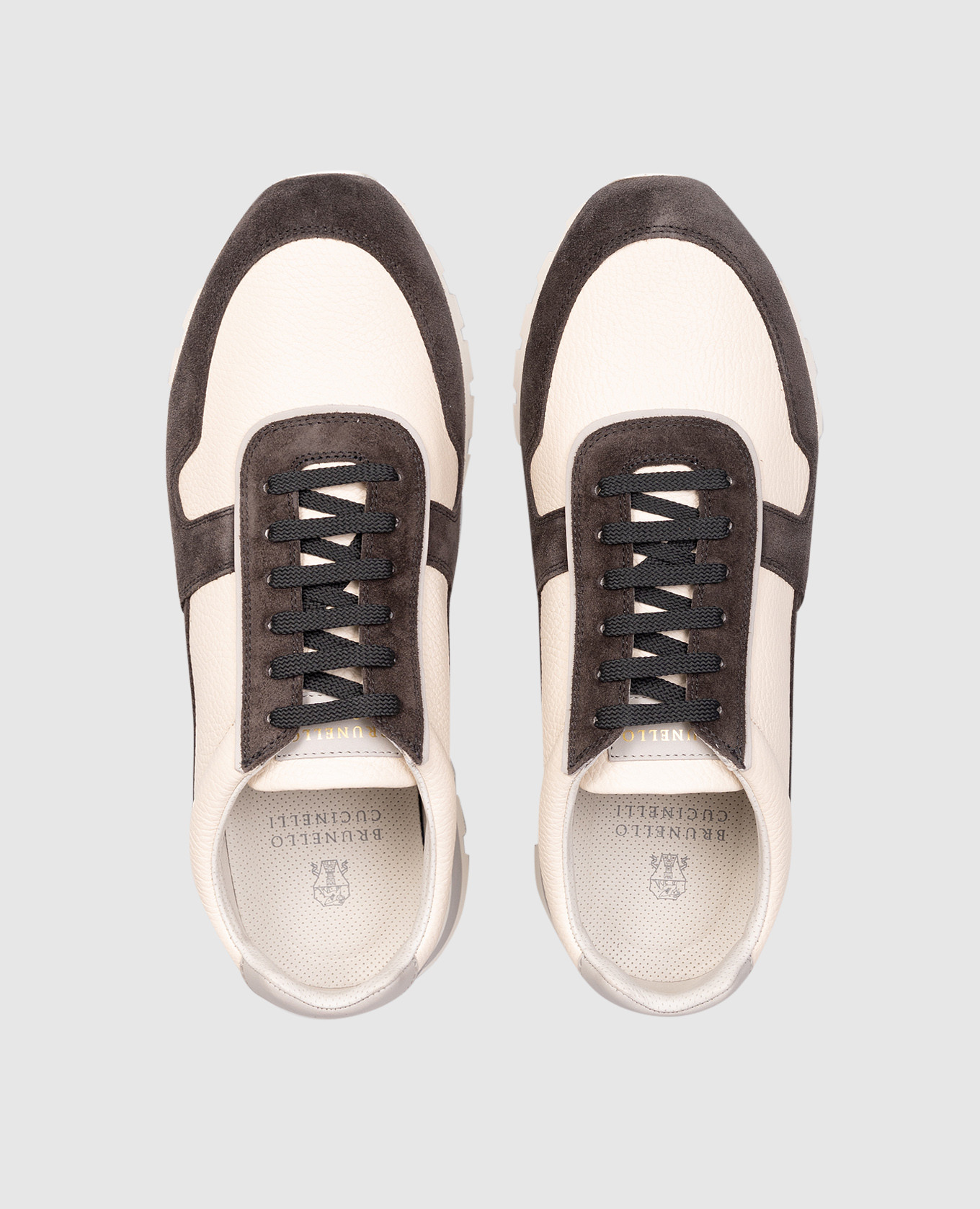 

Leather sneakers with logo print Brunello Cucinelli, Beige