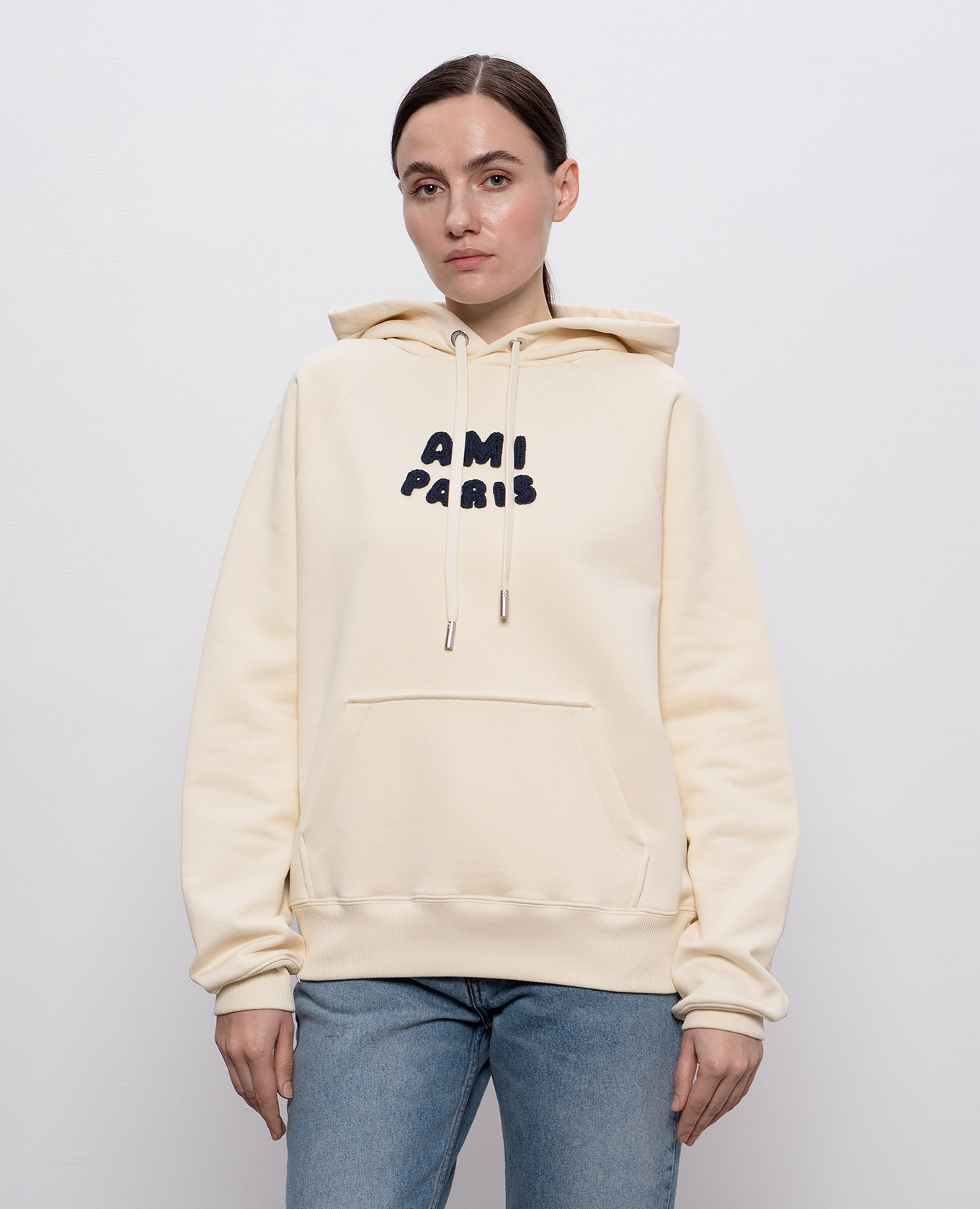 

Beige hoodie with textured logo Ami Paris