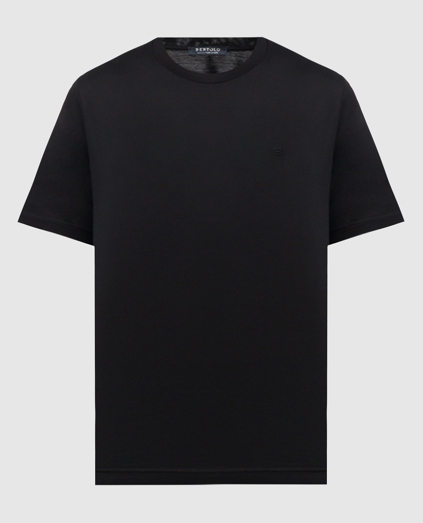 Black T-shirt with embroidered emblem Bertolo Cashmere
