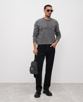 Dolce&Gabbana Grey wool jumper with logo GXX01ZJDVDE